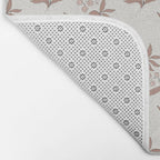 Block Print Line Art Floral - Pink Brown Bath Mat Gallery Image 2