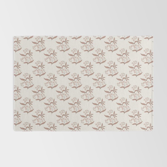 Block Print Line Art Floral - Pink Brown Rug Gallery Image 2