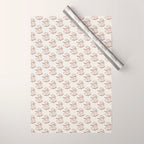 Block Print Line Art Floral - Pink Brown Wrapping Paper Gallery Image 1