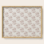 Block Print Line Art Floral - Pink Brown Serving Tray Gallery Image 1