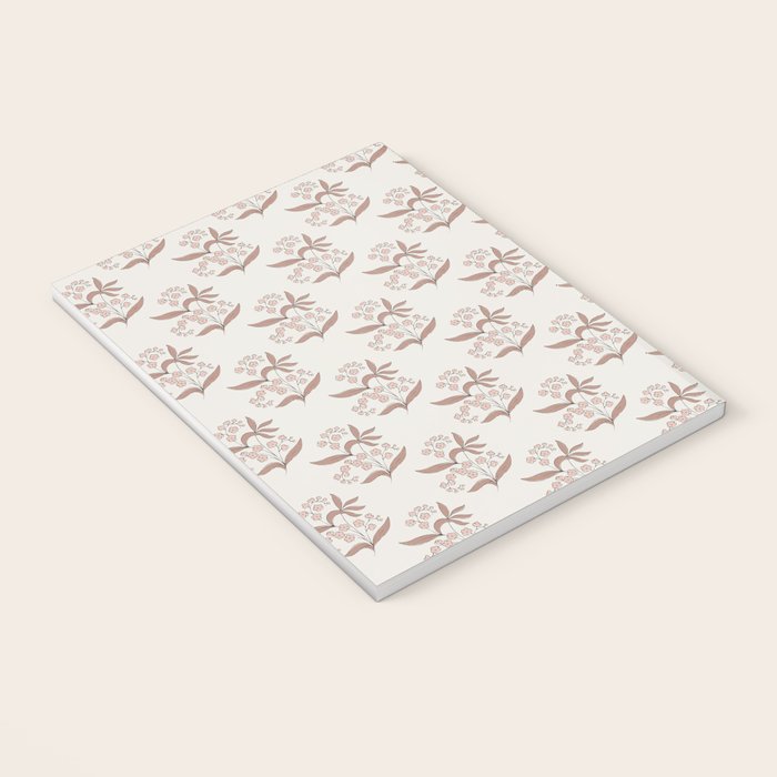 Block Print Line Art Floral - Pink Brown Notebook Gallery Image 3