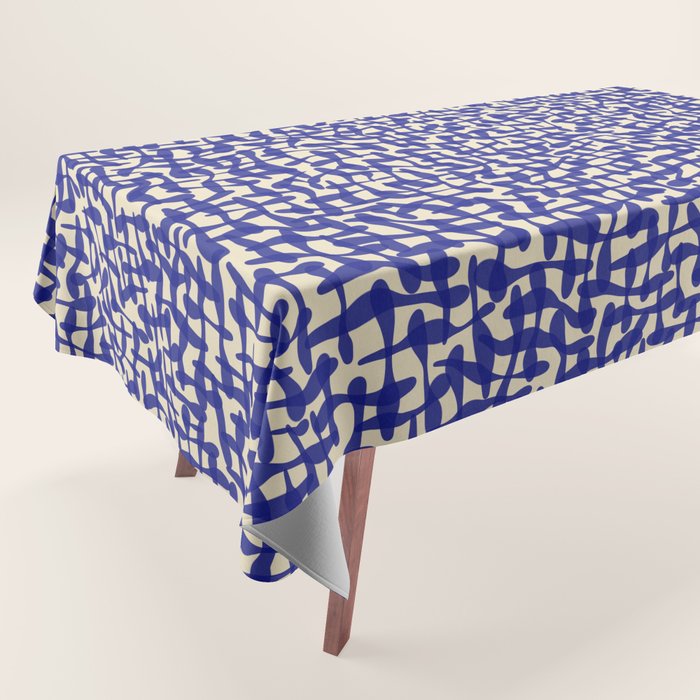Playful strokes #4 / Blue on Beige Tablecloth Gallery Image 1