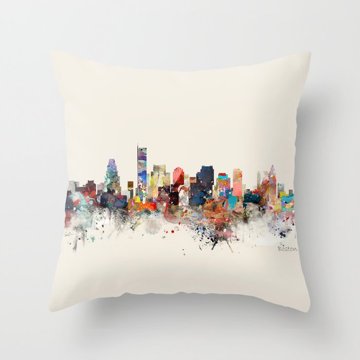 boston skyline Throw Pillow Gallery Image 1