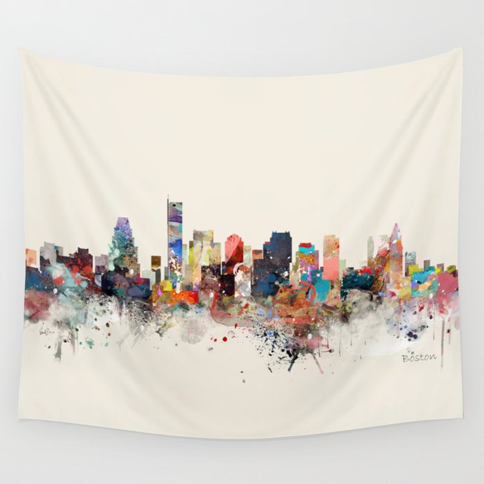 boston skyline Wall Tapestry Gallery Image 1