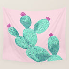 Cactus with pink flowers Wall Tapestry Gallery Image 4