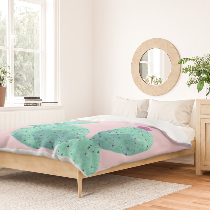 Cactus with pink flowers Duvet Cover Gallery Image 2