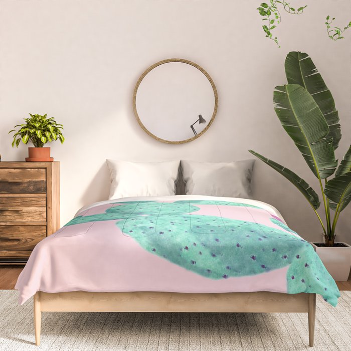 Cactus with pink flowers Comforter Gallery Image 3