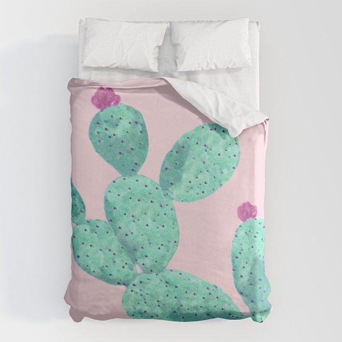 Cactus with pink flowers Duvet Cover Gallery Image 6
