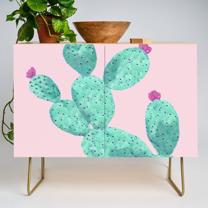 Cactus with pink flowers Credenza Gallery Image 1