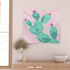 Cactus with pink flowers Wall Tapestry Gallery Image 2
