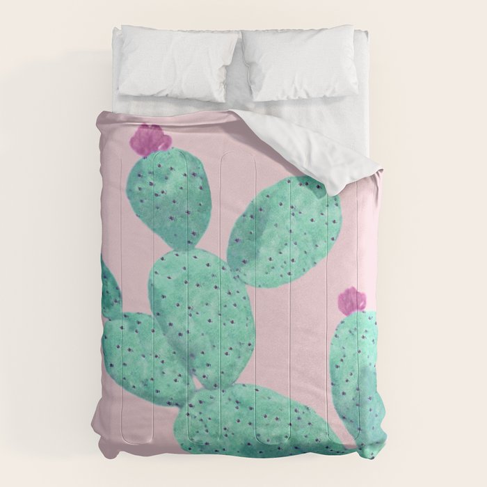 Cactus with pink flowers Comforter Gallery Image 6