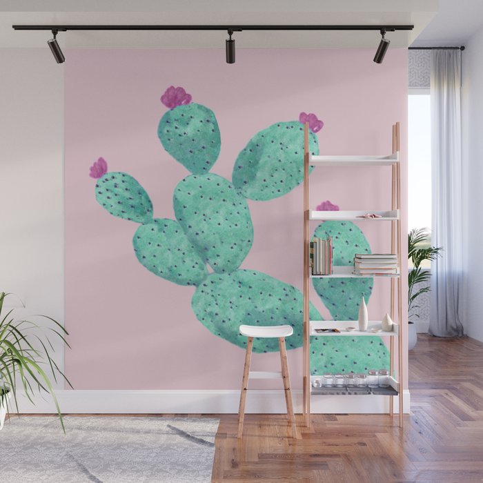 Cactus with pink flowers Wall Mural Gallery Image 1
