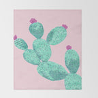 Cactus with pink flowers Throw Blanket Gallery Image 2