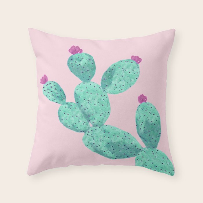 Cactus with pink flowers Throw Pillow Gallery Image 6