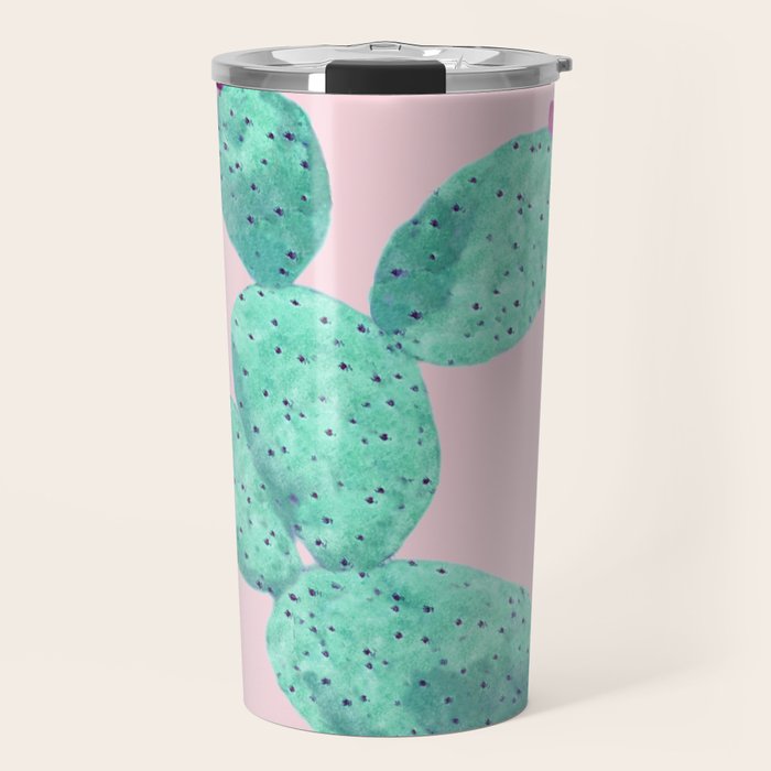 Cactus with pink flowers Travel Mug Gallery Image 1