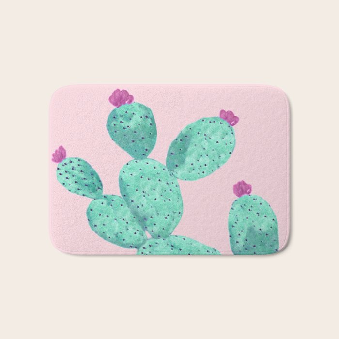 Cactus with pink flowers Bath Mat Gallery Image 1