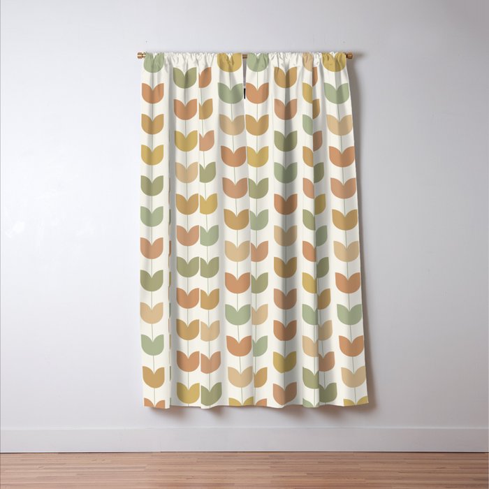Spring Tulips XII Neutral Multicolor Mid Century Flowers Window Curtain Gallery Image 3