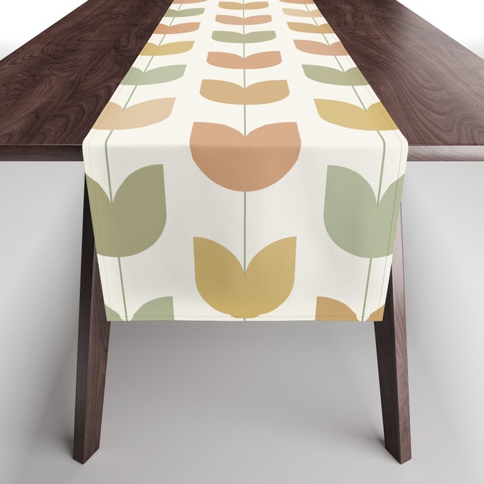 Spring Tulips XII Neutral Multicolor Mid Century Flowers Table Runner Gallery Image 1