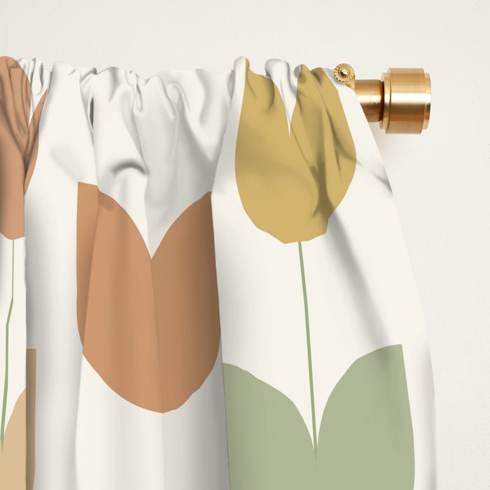 Spring Tulips XII Neutral Multicolor Mid Century Flowers Window Curtain Gallery Image 2
