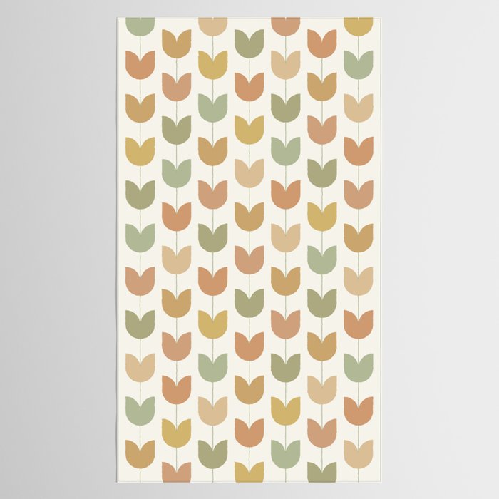 Spring Tulips XII Neutral Multicolor Mid Century Flowers Tablecloth Gallery Image 2