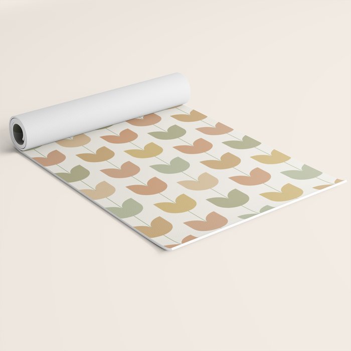 Spring Tulips XII Neutral Multicolor Mid Century Flowers Yoga Mat Gallery Image 2