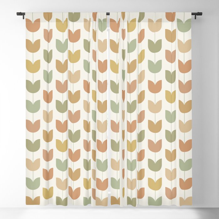 Spring Tulips XII Neutral Multicolor Mid Century Flowers Window Curtain Gallery Image 5