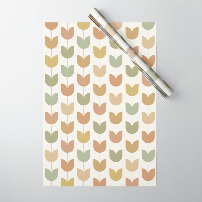 Spring Tulips XII Neutral Multicolor Mid Century Flowers Wrapping Paper Gallery Image 1