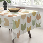 Spring Tulips XII Neutral Multicolor Mid Century Flowers Tablecloth Gallery Image 3