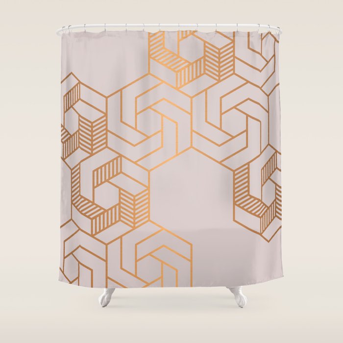 Hex 612 Copper Shower Curtain Gallery Image 1
