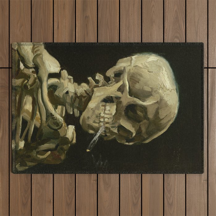 Vincent van Gogh - Skull of a Skeleton with Burning Cigarette Outdoor Rug Gallery Image 1