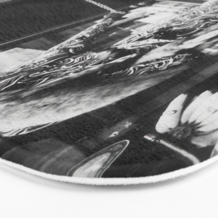 Leopard on a Leash, Black and White Vintage Art Bath Mat Gallery Image 3