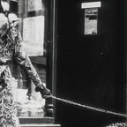 Leopard on a Leash, Black and White Vintage Art Coffee Mug Gallery Image 2