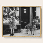 Leopard on a Leash, Black and White Vintage Art Serving Tray Gallery Image 1