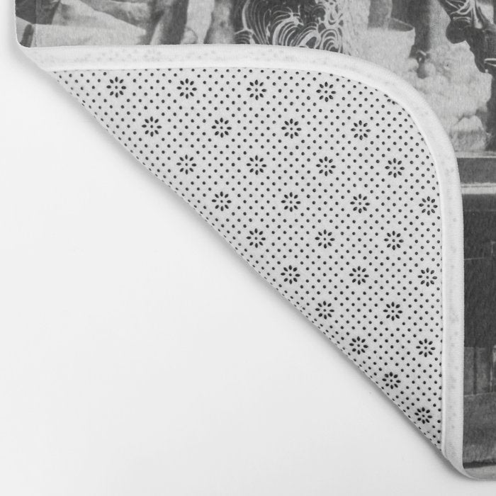 Leopard on a Leash, Black and White Vintage Art Bath Mat Gallery Image 2