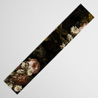 Antique Botanical Roses And Chamomile Midnight Sepia Garden Table Runner Gallery Image 3