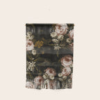 Antique Botanical Roses And Chamomile Midnight Sepia Garden Wall Hanging Gallery Image 1