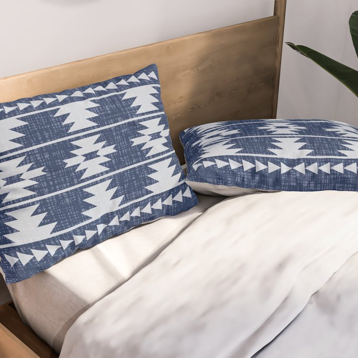 Southwestern Pattern 128 Indigo Blue Pillow Sham Gallery Image 2