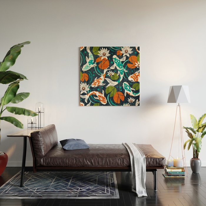 Koi Pond - Orange Wood Wall Art Gallery Image 2