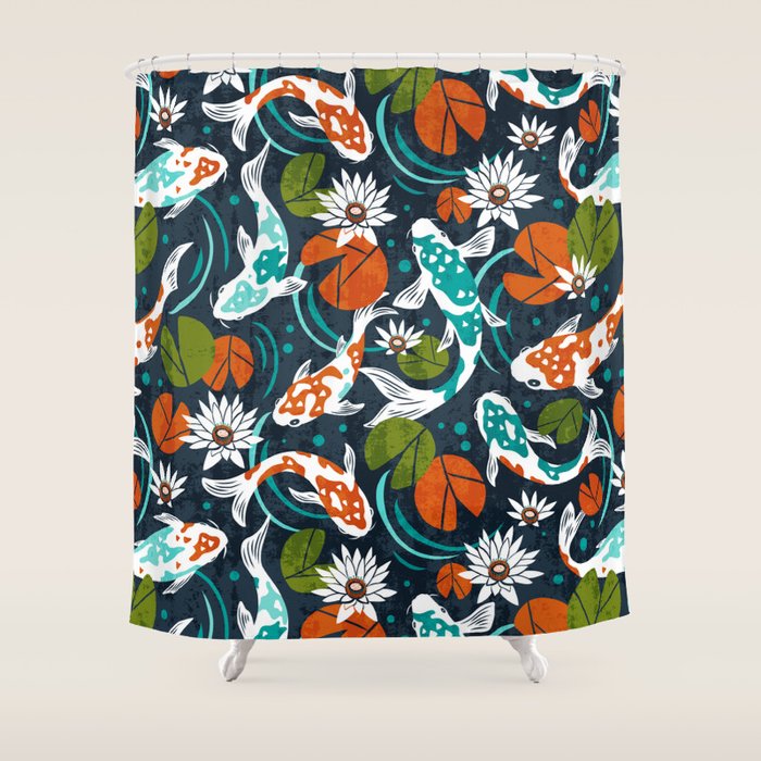 Koi Pond - Orange Shower Curtain Gallery Image 1