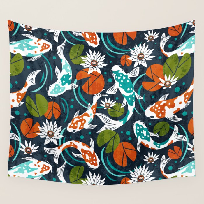 Koi Pond - Orange Wall Tapestry Gallery Image 4