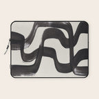 Mid Century Modern Minimalist Abstract Art Brush Strokes Black & White Ink Art Ripple Lines Laptop Sleeve Gallery Image 1
