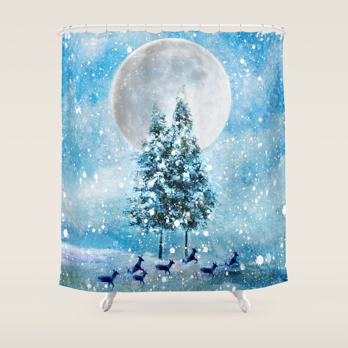 Winter Night 4 Shower Curtain Gallery Image 1