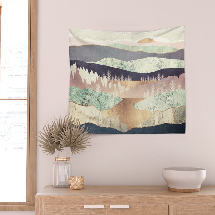 Golden Spring Reflection Wall Tapestry Gallery Image 2