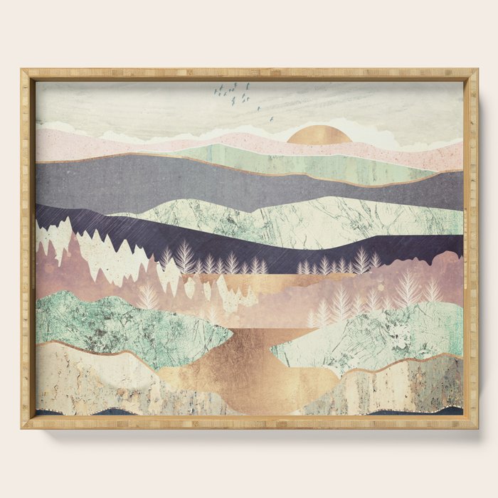 Golden Spring Reflection Serving Tray Gallery Image 1