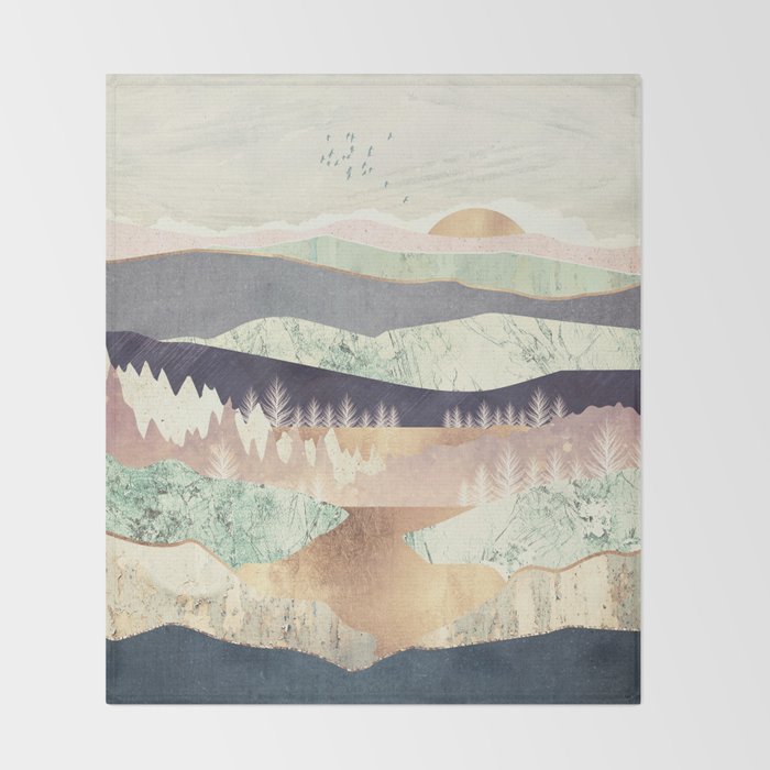 Golden Spring Reflection Throw Blanket Gallery Image 2