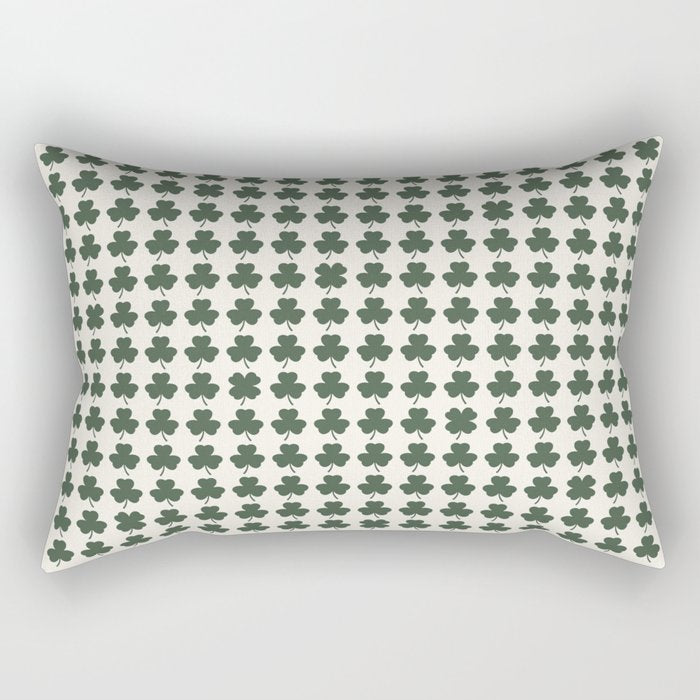 Clovers XXXVIII Dark Green Botanical Pattern Rectangular Pillow Gallery Image 1