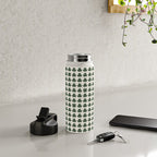 Clovers XXXVIII Dark Green Botanical Pattern Water Bottle Gallery Image 4