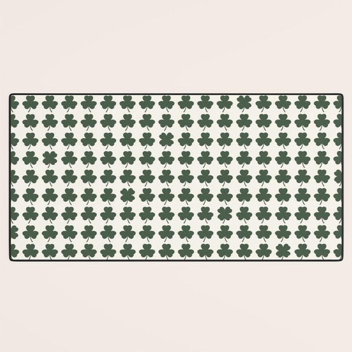 Clovers XXXVIII Dark Green Botanical Pattern Desk Mat Gallery Image 3