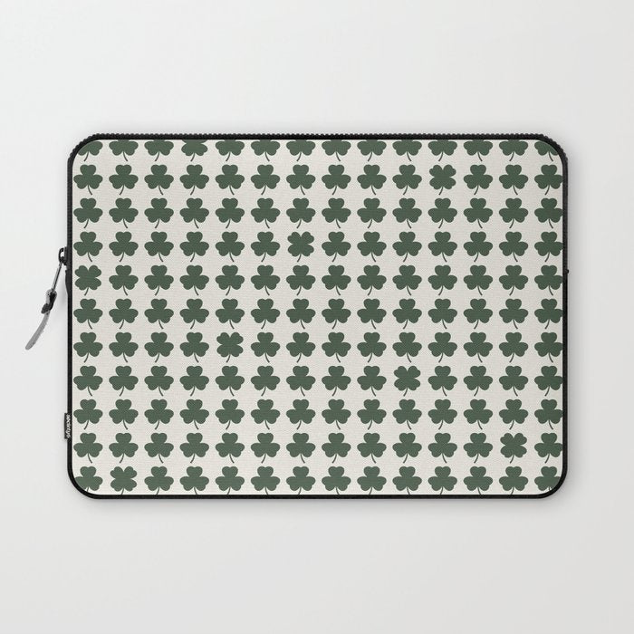 Clovers XXXVIII Dark Green Botanical Pattern Laptop Sleeve Gallery Image 1