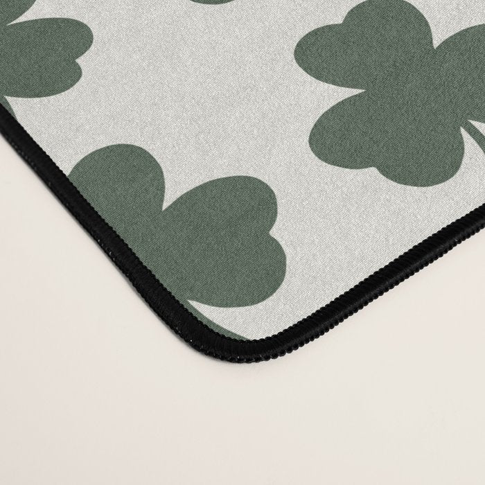 Clovers XXXVIII Dark Green Botanical Pattern Desk Mat Gallery Image 4